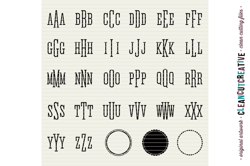 Circle Monogram Font - SVG DXF EPS - Modern Fashion Style - for Cricut