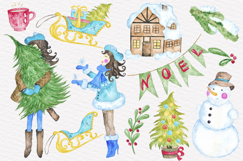 it-s-christmas-time-in-the-city-watercolor-clipart