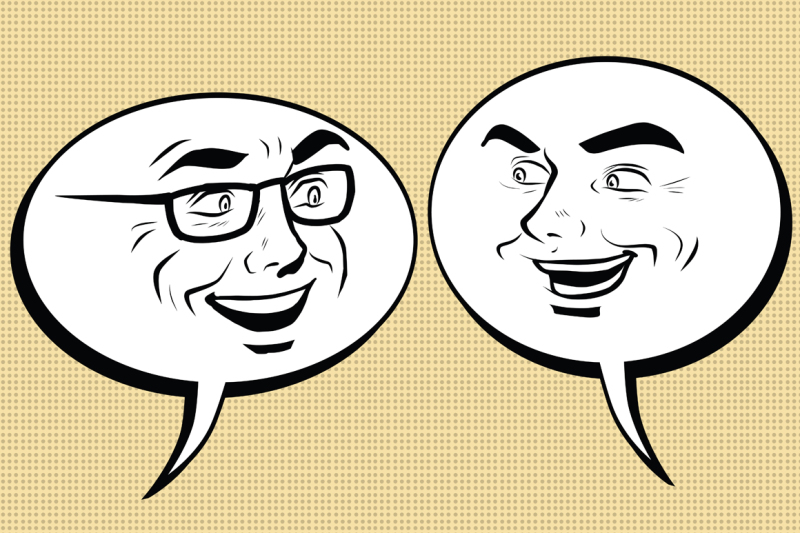 two-happy-men-talking-comic-bubble-smiley-face
