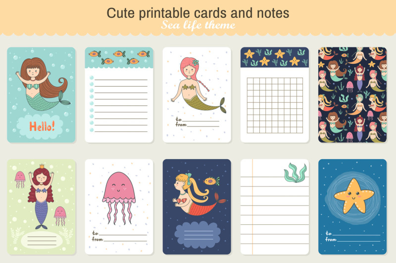 mermaids-collection-seamless-pattern-printable-cards-and-notes