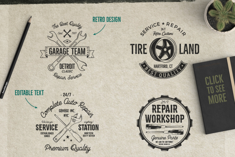car-service-badges-and-elements