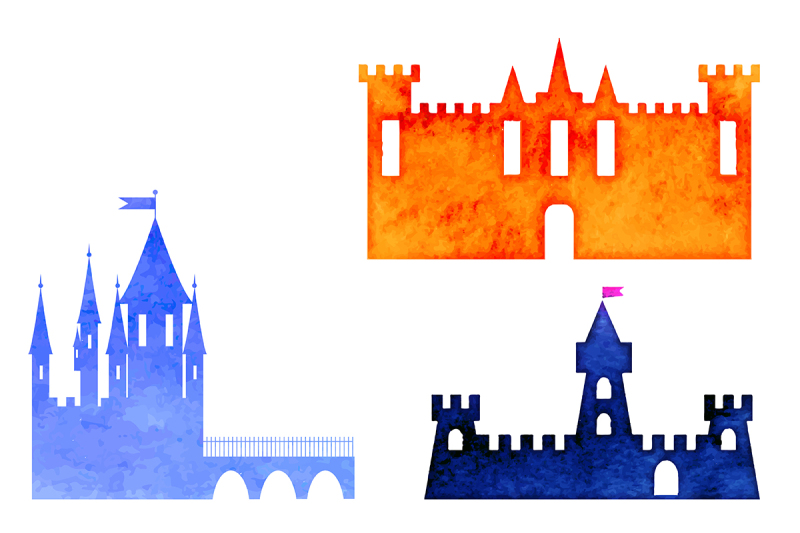 watercolor-castle-illustration-set-of-watercolor-castle