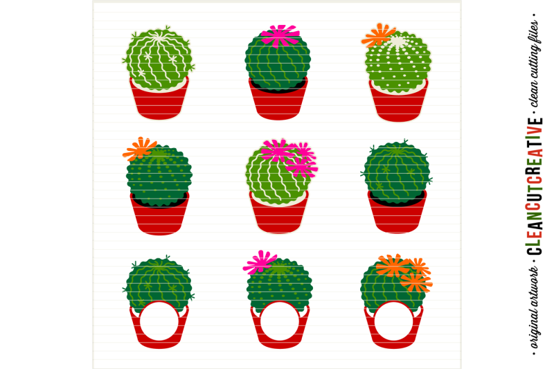 Download Cactus Cutfiles Monogram Frame Summer Designs - SVG DXF ...