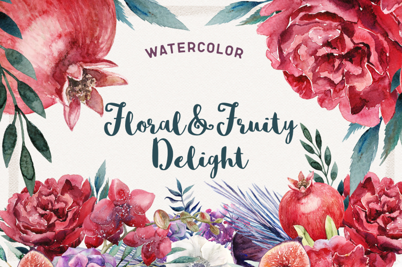 watercolor-floral-and-fruity-delight