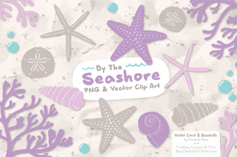 seashore-shells-and-coral-clipart-in-lavender