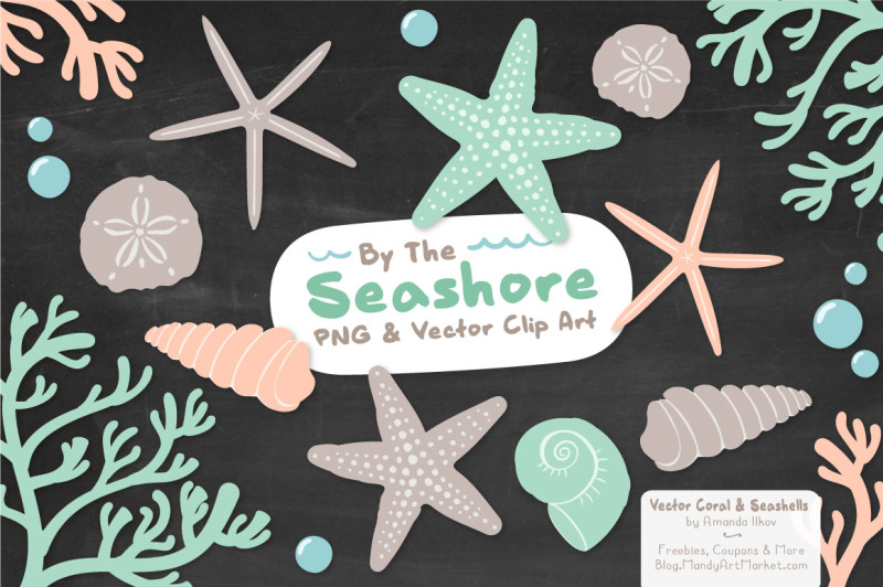 seashore-shells-and-coral-clipart-in-mint-and-peach