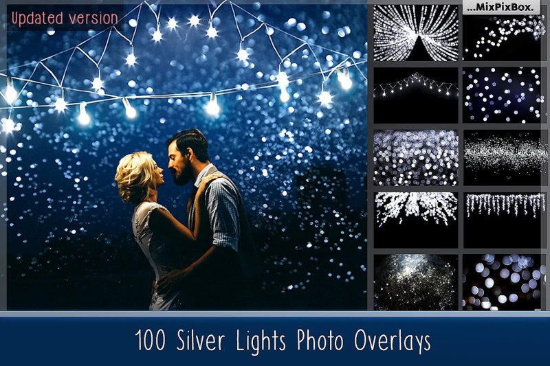 100-silver-lights-overlays