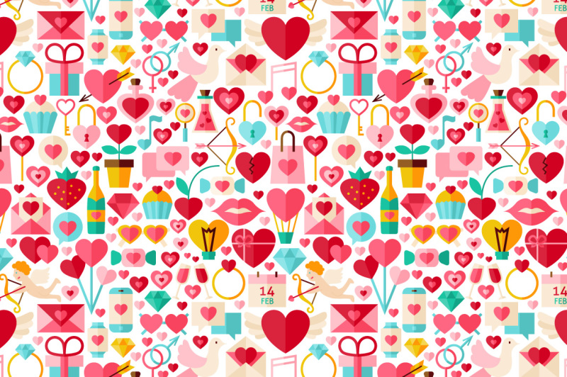 valentine-day-flat-seamless-patterns