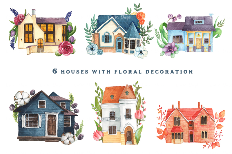 Download Watercolor Clipart - Houses vol. 2 By ColorDays ...