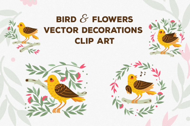 birds-and-flowers-vector-decorations