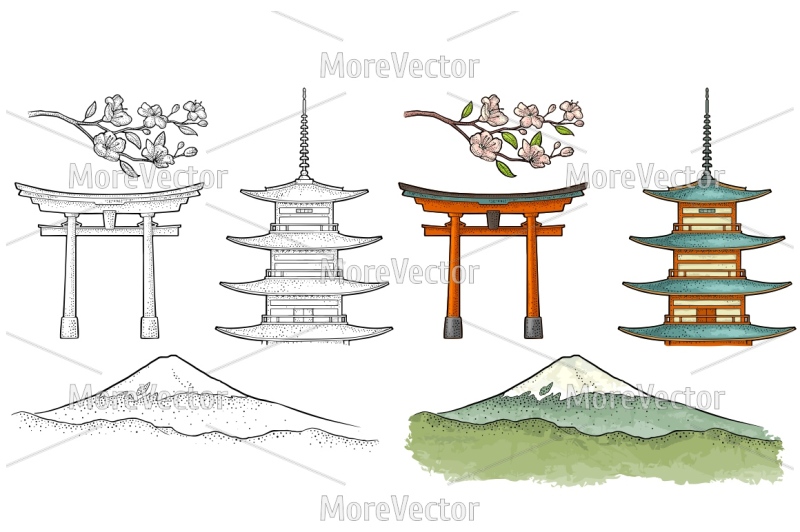 mountain-fuji-in-japan-pagoda-torii-cherry-sakura-branch-engraving