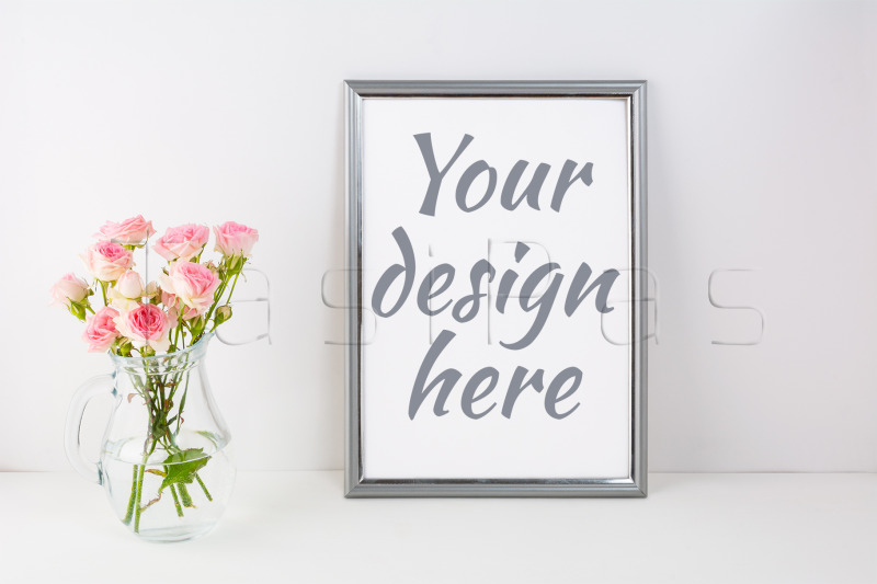 silver-frame-mockup-with-pink-roses