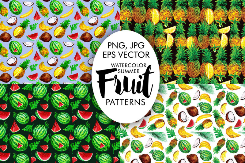 watercolor-summer-patterns-fruits