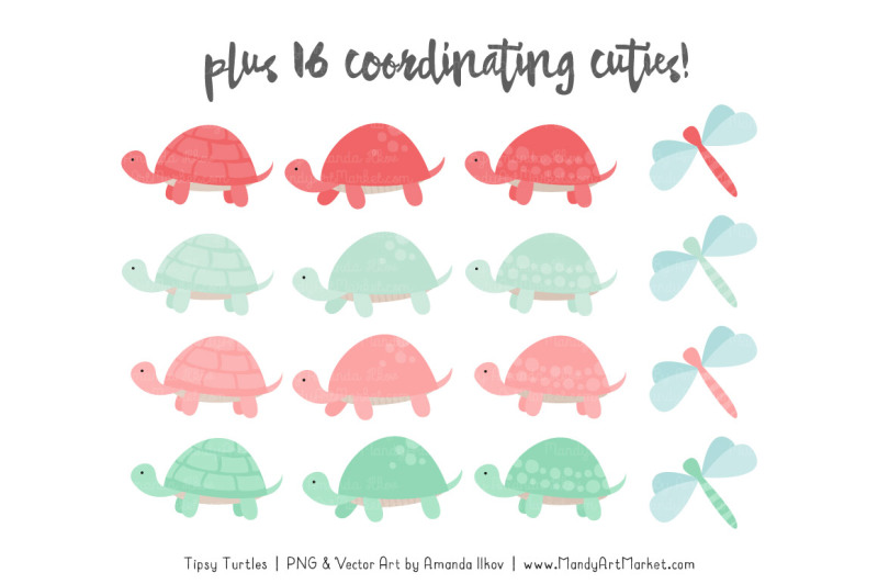 sweet-stacks-tipsy-turtles-stack-clipart-in-mint-and-coral