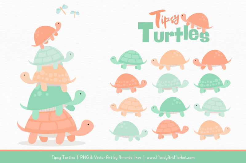 sweet-stacks-tipsy-turtles-stack-clipart-in-mint-and-peach