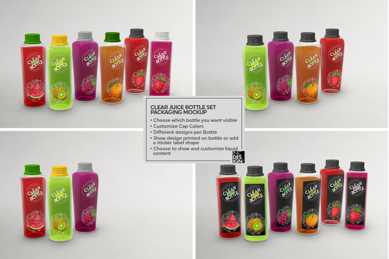 Download Juice Bottle Set Packaging MockUp By INC Design Studio | TheHungryJPEG.com