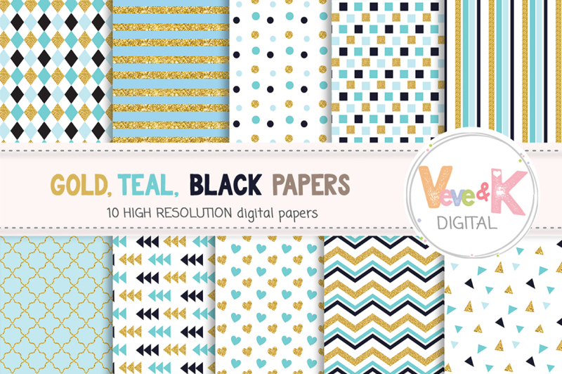 gold-and-mint-digital-paper-set-gold-and-mint-patterns