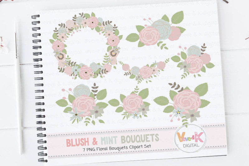 blush-and-mint-floral-bouquets-clipart-set