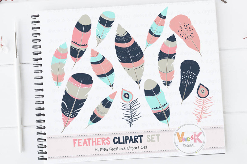 feathers-clipart-tribal-feathers-clipart-set