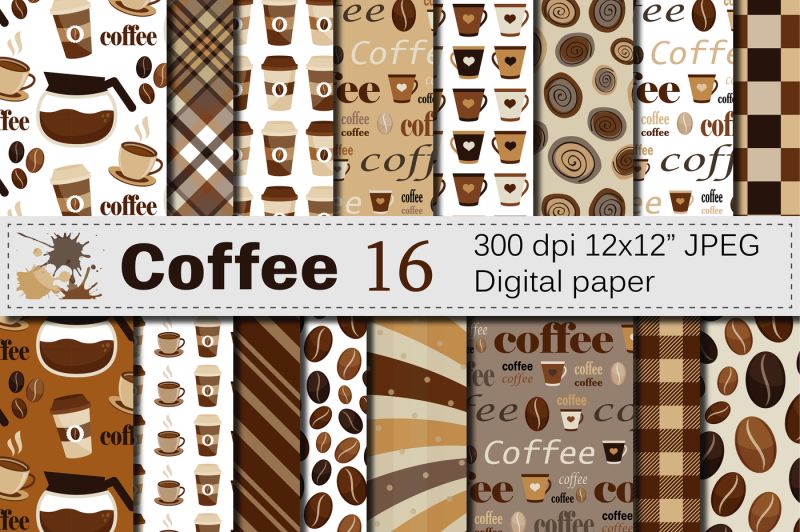 coffee-digital-paper-pack-coffee-beans-pattern-coffee-backgrounds