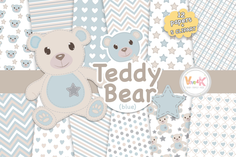 blue-and-gray-bears-clipart-and-digital-papers-set