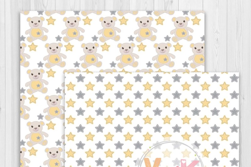 stitched-teddy-bear-clipart-and-digital-papers-set