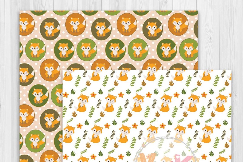 foxes-clipart-and-digital-papers-set