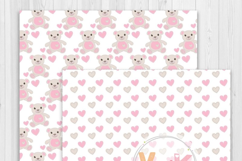 pink-bears-clipart-and-digital-papers-pack
