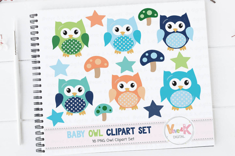 blue-owls-clipart-set-baby-boy-clipart