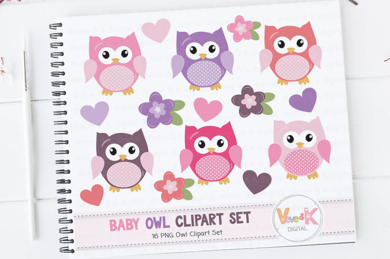 pink-owls-clipart-set-baby-girl-clipart