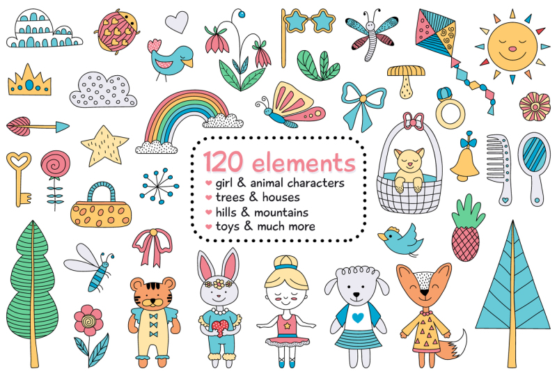 nursery-for-a-girl-clipart-and-lettering-set