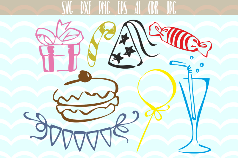 Download Party SVG set Birthday party SVG, Party Svg cutting files By Dreamer's Designs | TheHungryJPEG.com