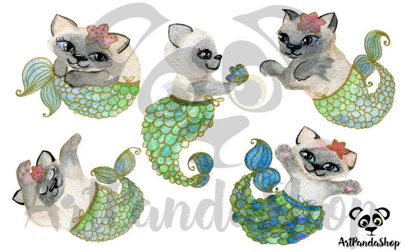 cat-fish-cute-mermaid-watercolor-cat-print-nursery-printable