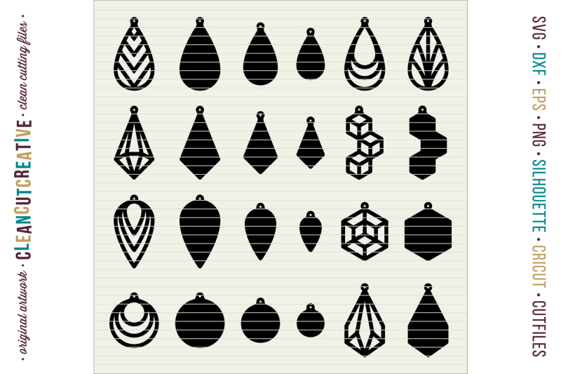 Download Set of 24 Faux Leather Earrings - SVG DXF EPS - Cricut and ...