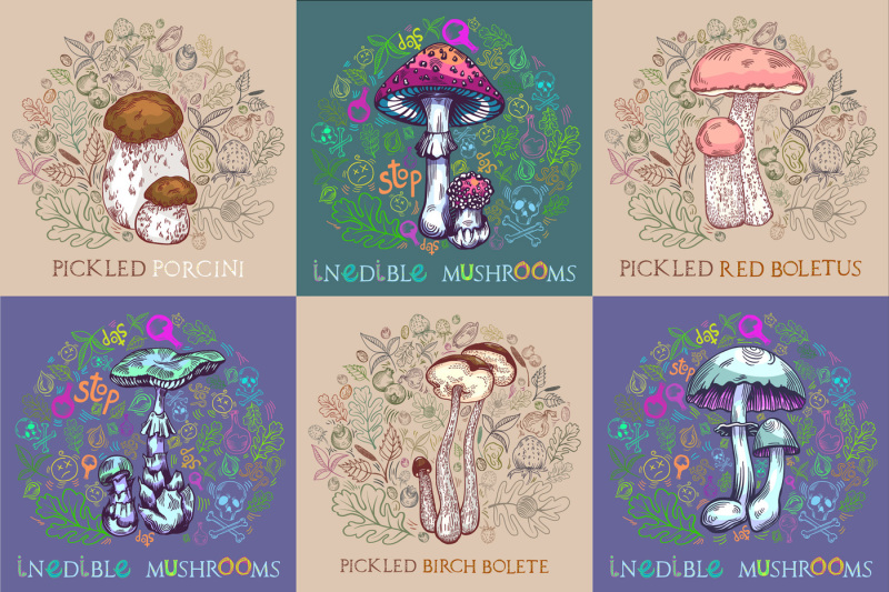 wild-forest-mushrooms-set