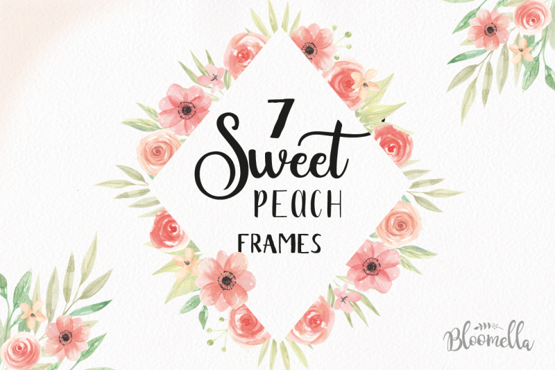 sweet-peach-watercolor-frames-flower-floral-coral-wedding-clipart