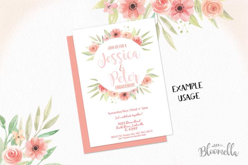 sweet-peach-watercolor-frames-flower-floral-coral-wedding-clipart