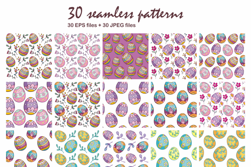 easter-doodles-set-vector-clip-arts-and-seamless-patterns
