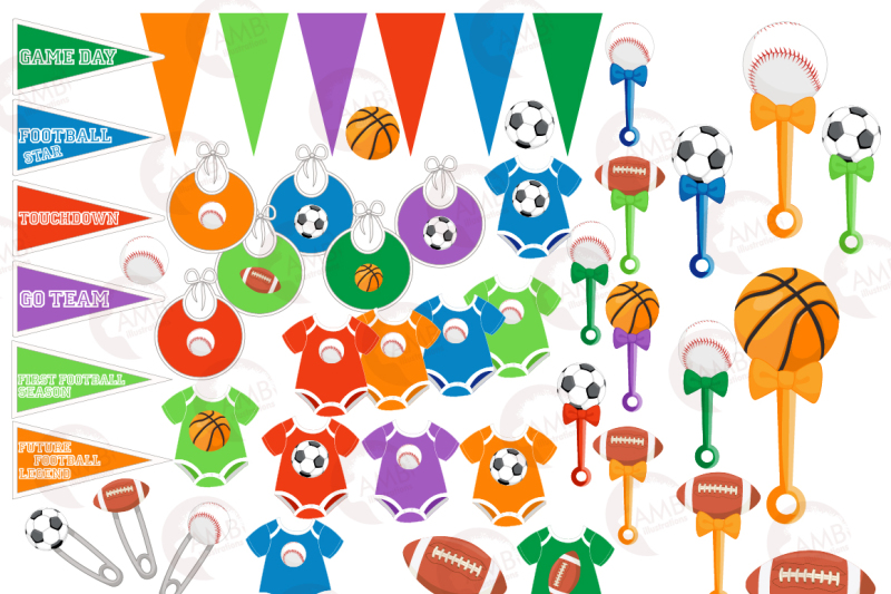 sport-baby-onesie-rattle-bibs-clipart-graphics-amb-2366
