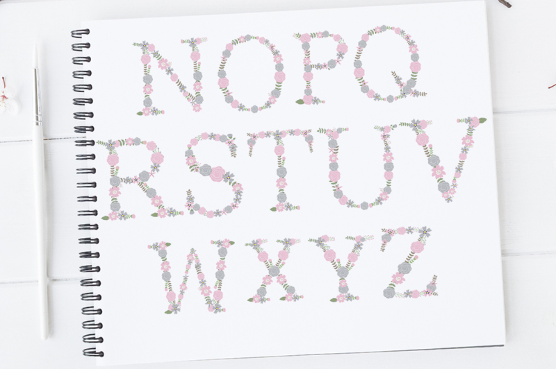 pink-and-grey-floral-alphabet-flower-letters