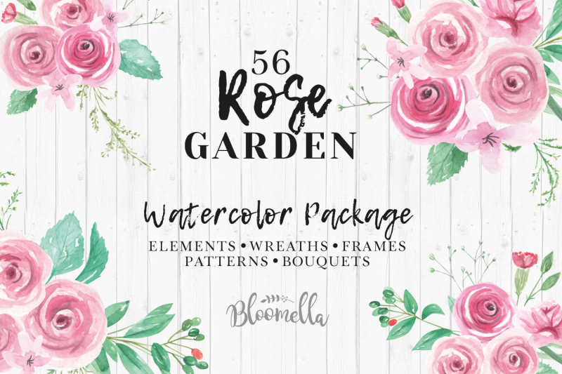 watercolor-rose-flower-clipart-package-pink-roses-wedding-floral-kit