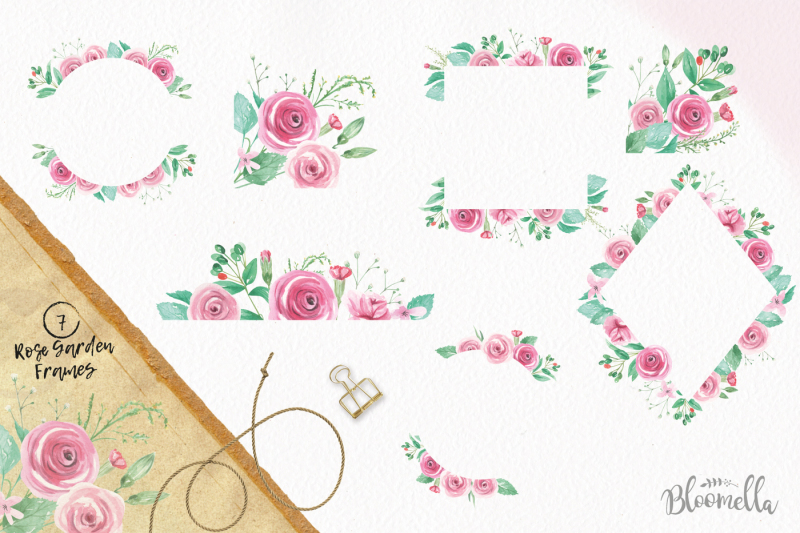 watercolor-rose-flower-clipart-package-pink-roses-wedding-floral-kit
