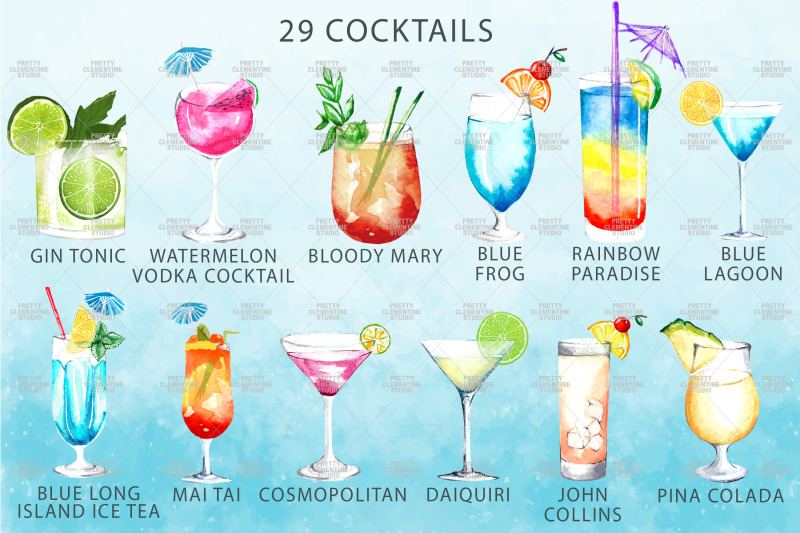 watercolor-cocktails-watercolor-drinks-watercolor-clipart-watercolor