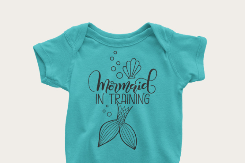 Mermaid in training - SVG - PDF - DXF - hand drawn lettered cut file By ...