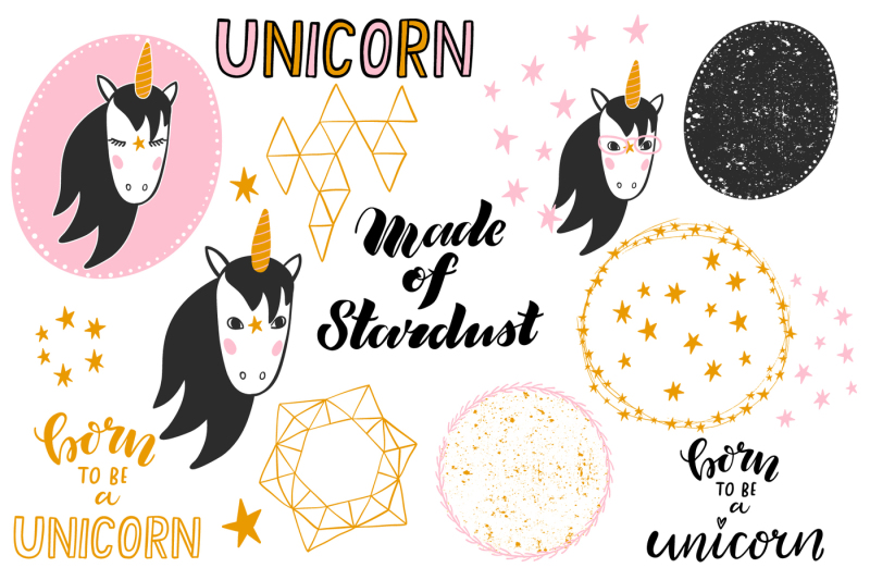 unicorn-clip-art-and-lettering-set