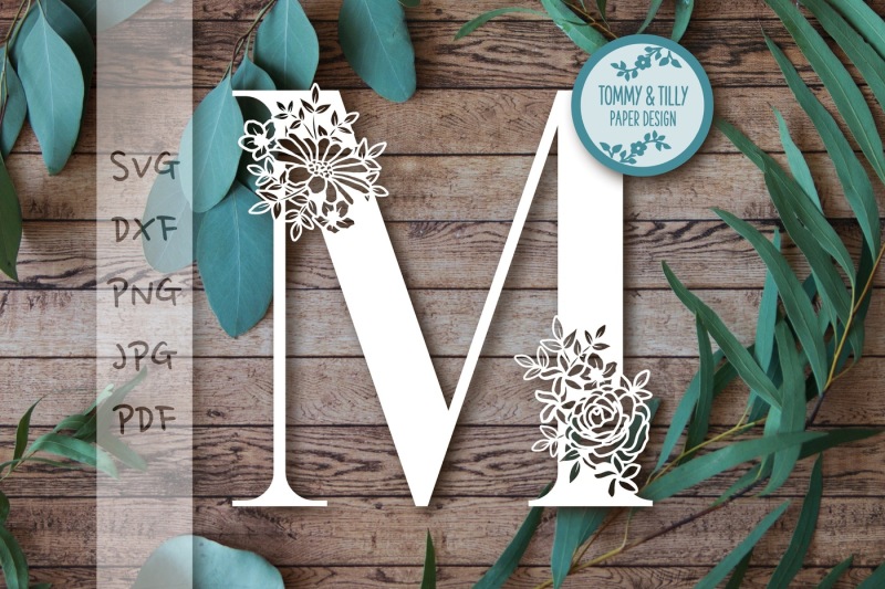 Download M Floral Letter SVG DXF PNG PDF JPG By Tommy and Tilly ...