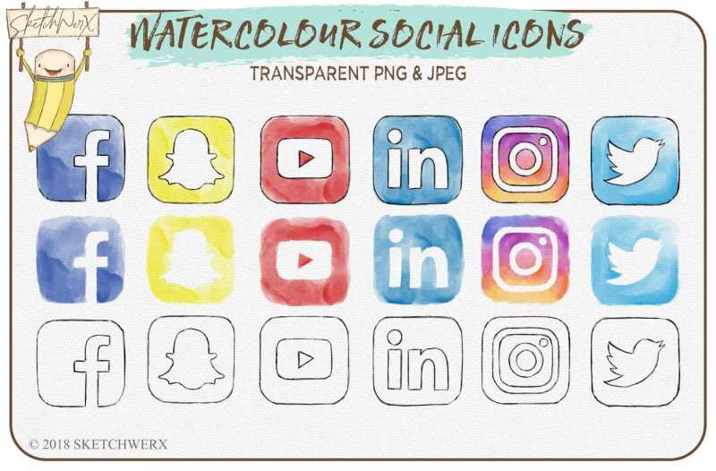6-watercolour-social-media-icons