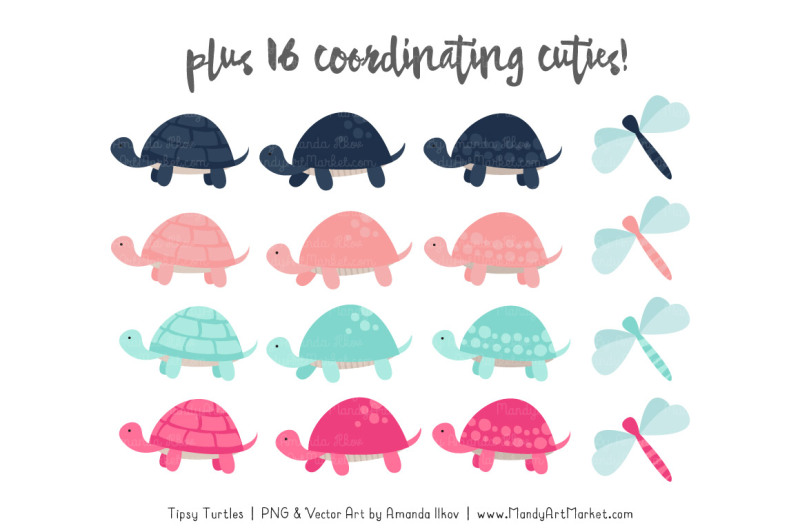 sweet-stacks-tipsy-turtles-stack-clipart-in-navy-and-hot-pink