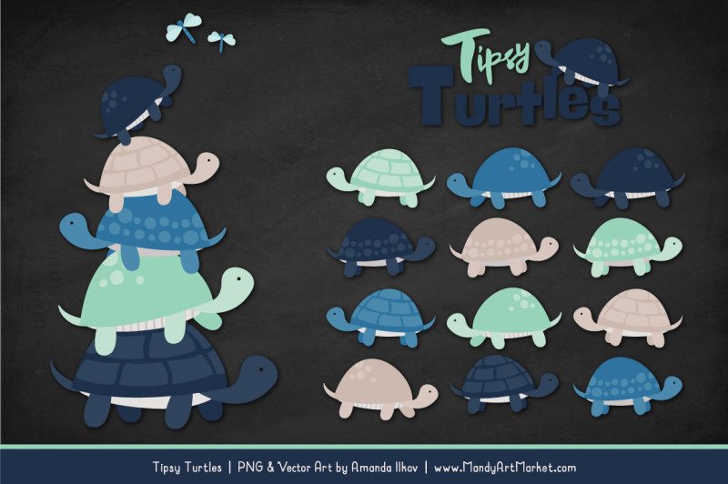 sweet-stacks-tipsy-turtles-stack-clipart-in-navy-and-mint