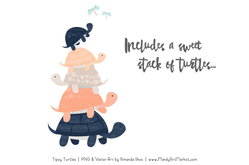 sweet-stacks-tipsy-turtles-stack-clipart-in-navy-and-peach